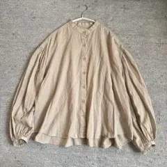 SENSE OF PLACE ギャザースリーブバンドカラーブラウス