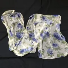 【新品タグ付】洗えるロングスカーフ キュプラ100% 青い薔薇 156cm