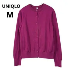 ユニクロ UVカット クルーネックカーディガン ピンク Mサイズ
