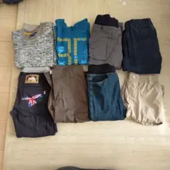 140　男の子　キッズ服8点セット（長袖カットソー、トレーナー・パンツ）