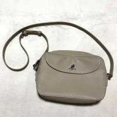 y022417 Agnes b ショルダーバッグ　ポーチ　ロゴ　レザー