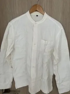【無印良品】ホワイト ボタン付き 長袖シャツ L