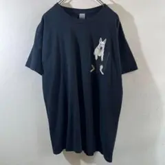 T-197 GILDAN dog プリント ブラック Tシャツ L