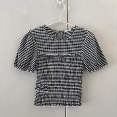 ユニクロ×セシリーバンセン シャーリングボリュームスリーブT ギンガム