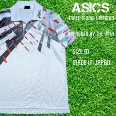 日本製 ASICS アシックス　卓球ユニフォーム 半袖　Ｍ ホワイト