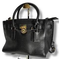 MICHAEL KORS ハミルトン 2WAY レザー ハンドバッグ 黒 MK