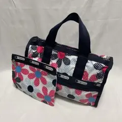 LESPORTSAC ボストンバッグ ハンドバッグ 花柄 ポーチ付 ドット 美品