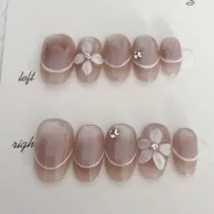 清楚系フレンチ シアーピンク×ホワイトフラワーブライダル・お呼ばれにネイルチップ