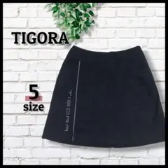 【TIGORA】ティゴラ ゴルフスカート《5/S》黒 ミニ丈 サイドジップ 綿混