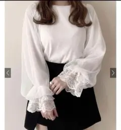 GRL バックリボンレースチュールテレコリブトップス dk980