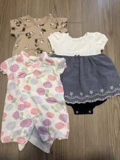 半袖 夏服 浴衣 カバーオール 80 まとめ売り3枚セット ベビー ロンパースのサムネイル
