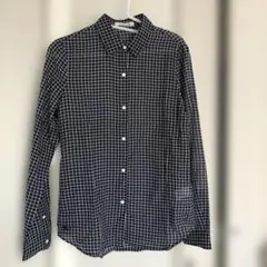 LACOSTE チェック柄 ネイビー長袖シャツ 34