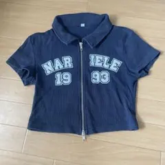 ネイビー ジップアップ リブTシャツ