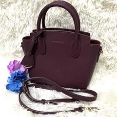 美品　CHARLES & KEITH バーガンディ ハンドバッグ