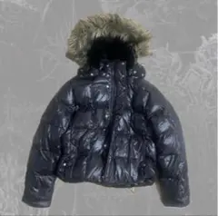 00s archive ファー付きダウン Y2K 短丈 2way グランジ 光沢