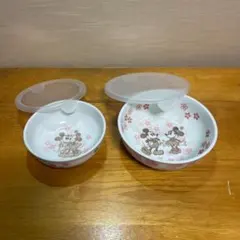 ミッキー ミニー 蓋付き陶器製ボウル 2個セット
