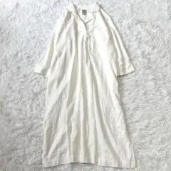 【極美品】クロスアンドクロス リネン混合 スキッパー ワンピース 襟付きのサムネイル