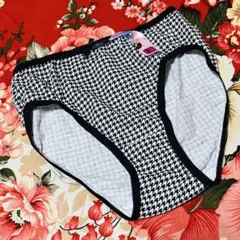 ★千鳥格子柄★ショーツ★リボン付パンツ下着★ホワイトブラックL★ランジェリー