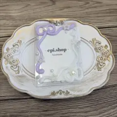 205♡ ホイップデコ トレカケースデコ バレエコア リボン 紫×白 Wカラー