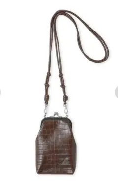 ★FRAY I.D がま口スタイル ショルダーバック ブラウン クロコ型押 新品