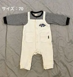 petit main プティマイン 恐竜刺繍 コーデュロイ ロンパース