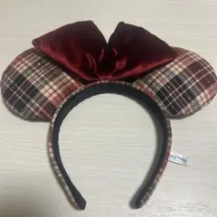 ミニーマウス風チェック柄カチューシャ