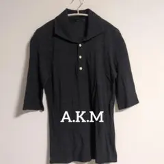 【即日発送】美品。AKM ポロシャツ 七分袖 チャコールグレーのサムネイル