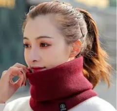 ネックウォーマー マフラー　冬　防寒　防風　バイク　自転車　ボルドー