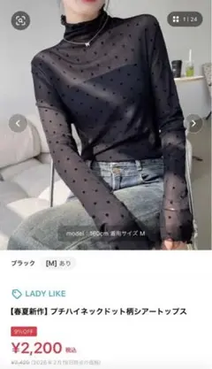プチハイネックドット柄シアートップスのサムネイル