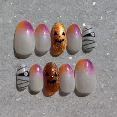 O151【オーダー】ハロウィン 個性派 秋 ネイルチップ ジェルネイル 付け爪