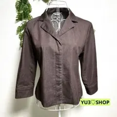 サシェ・カジュアルジャケット 七分袖 ブラウン L 薄手 柔らか 伸縮性
