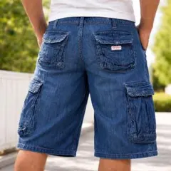 TRUE RELIGION BIG-T デニムカーゴショーツ 32 極太ステッチのサムネイル