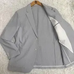 美品✨22年式 ユニクロ感動ジャケット 2way シアサッカー ストライプ XL