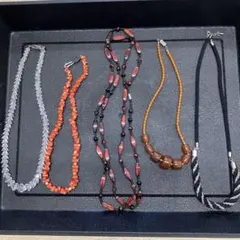 【SILVER刻印あり】天然石水晶・珊瑚ほか ネックレス 5点まとめ売り セット
