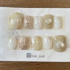 ネイルチップセット 10個 ホワイト ゴールド