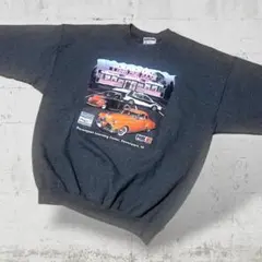 Hanes USAカーイベント両面ラバープリントスウェット XL クラシックカー