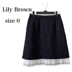 Lily Brown リリーブラウン　台形スカート　ひざ上　ブラック　刺繍　S