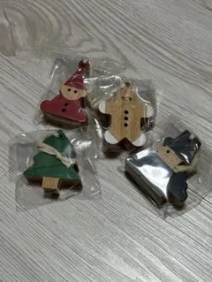 木製クリスマスオーナメント4個セット　無印