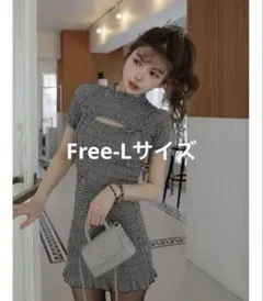 ダーリッチ darich リボンシャーリングギンガムミニワンピース BLK FL