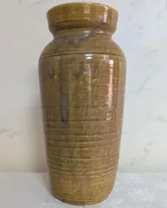 飴色 陶器製 花瓶 壺 ろくろ目 花器 オブジェ 和モダン レトロ