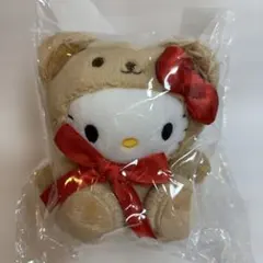【新品】韓国限定 ハローキティレトロベアキーリング（ブラウン）赤リボン