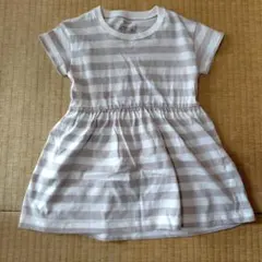 【無印良品】ボーダー半袖ワンピース （100-110cm）