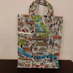 Harrods ハロッズ トートバッグ 　ロンドン柄　ビニールコーティング