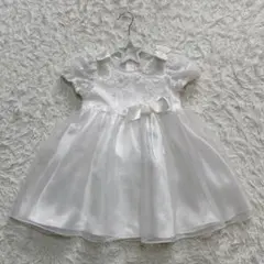 ブルーフォックス子供用ドレス　白半袖刺繍パールチュール結婚式100女の子ドレス
