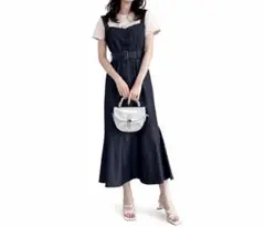 ＝【GRL】ベルト付スラブデニムマーメイドジャンパースカート