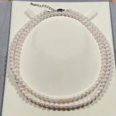 淡水ベビーパール 4.5-5.0mm セミロングネックレス 2連