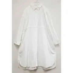 スタディオクリップ▶︎ゆったりストレッチあり長袖シャツワンピース／オフホワイト