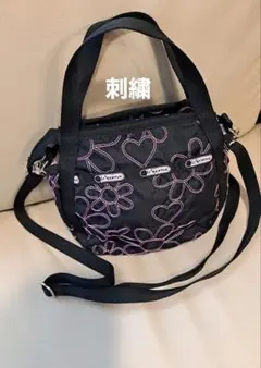 LeSportsac 2wayショルダーバッグ スモールジェニー　刺繍花ハート柄
