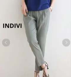 INDIVI褒められパンツ 洗えるタックテーパードパンツのサムネイル