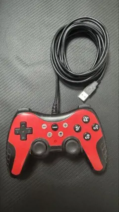 USB 赤 有線ゲームコントローラー